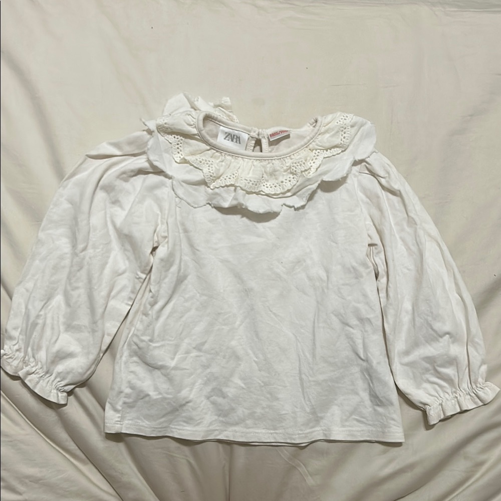 Zara Ivory Lace Trim Blouse